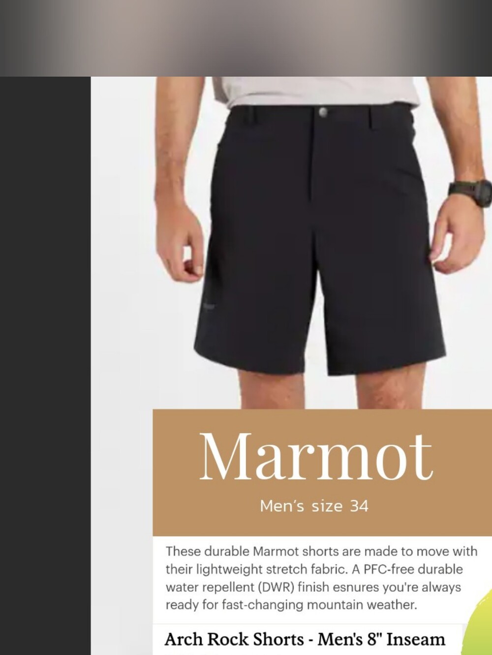 Marmot Men’s Arch Rock Shorts — Black